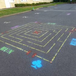 Playground markings of a maze.